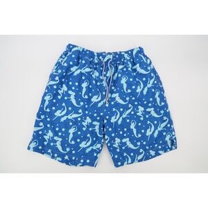 Peter Millar Mens Small Blue‎ Mermaids Drawstring Lined Swim Trunks Shorts